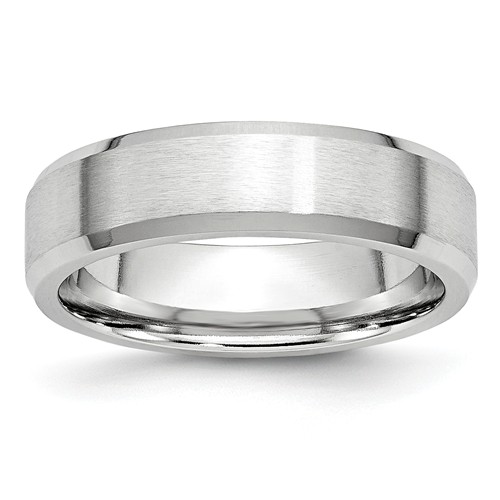 Wedding Bands Classic Bands Flat Bands w/Edge Cobalt Satin and Polished Ridged Edge 6mm Band Size 12.5 