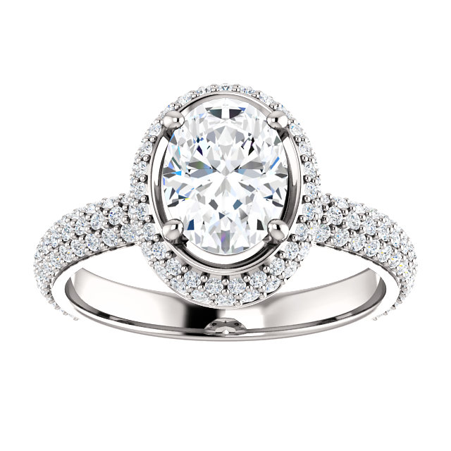 1.5 CT Oval Moissanite Engagement Ring, Oval Halo Engagement Ring | Benati