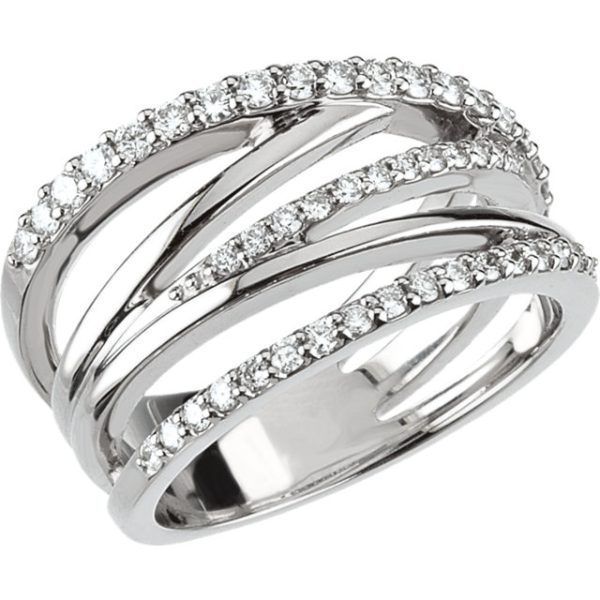 1.00 ct. t.w. Multi-Row Diamond Crisscross Ring in Sterling Silver |  Ross-Simons