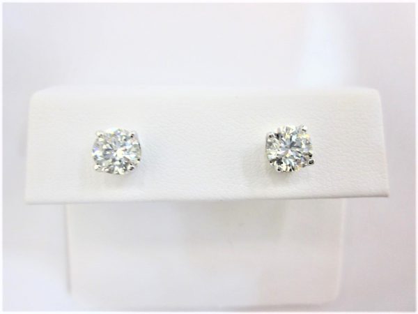 1.80 Carat TW Round Diamond Stud Earrings in 14k White Gold | Donna ...