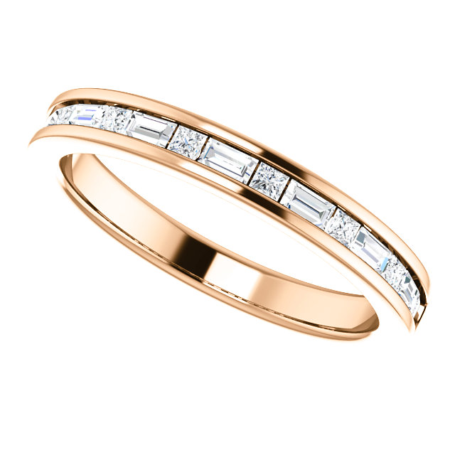 Channel Set Beaded Eternity Ring with Round Diamonds in 18k White Gold