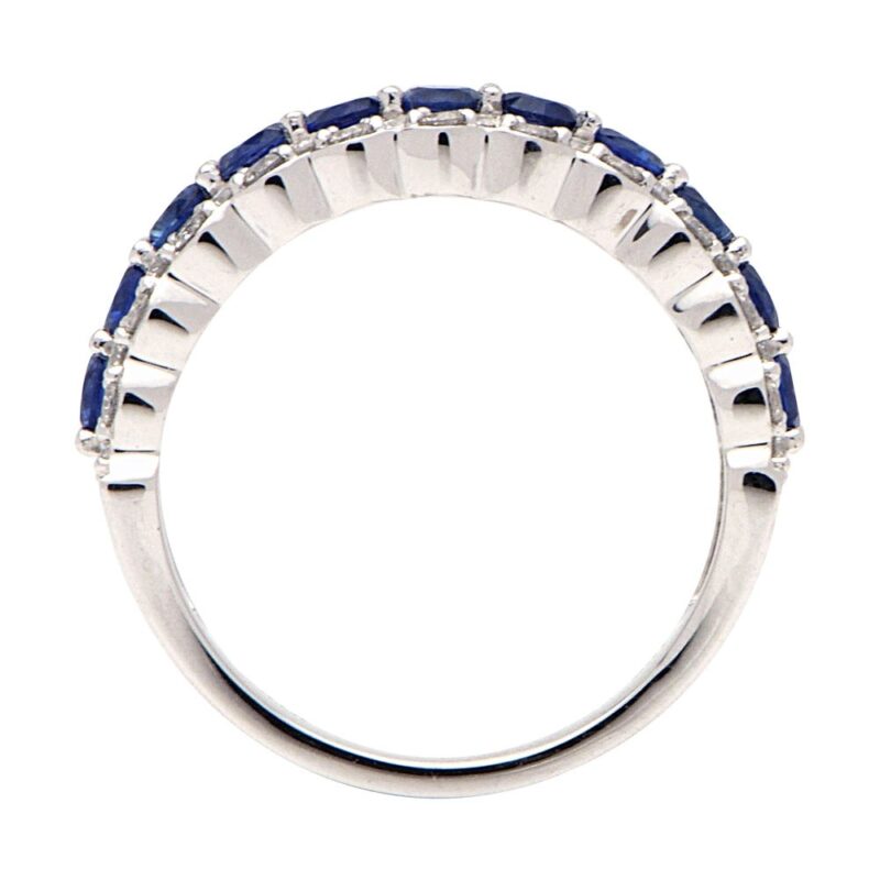 Sapphire and Diamond 3-row anniversary band Ring side view