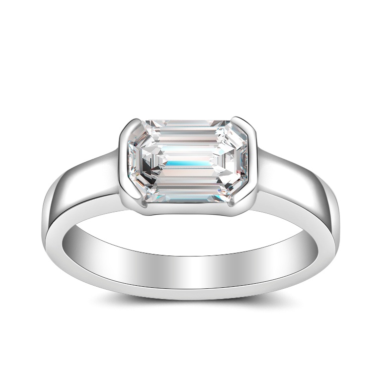 Emerald cut bezel on sale set engagement rings