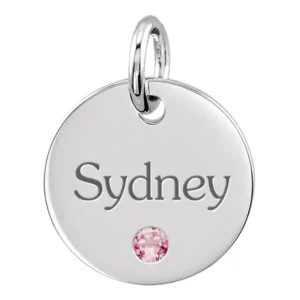 engravable round disc pendant birthstone