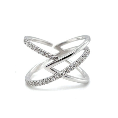 diamond criss-cross fashion ring anniversary band