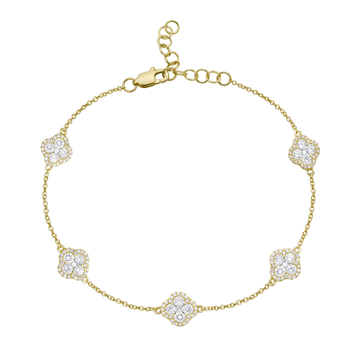 Oshi Jewels Ruby 14K Gold 0.25 Carat Clover Bracelet Modern