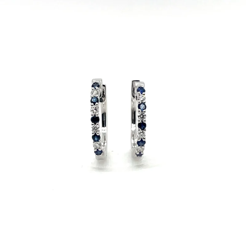 sapphire and diamond hoop earrings from donna jewelry chicago