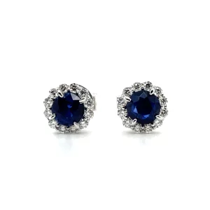 saphire diamond stud earrings