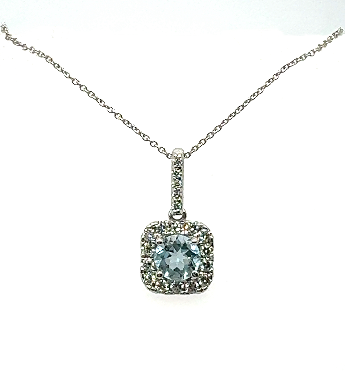 diamond necklace with aquamarine gemstone chicago