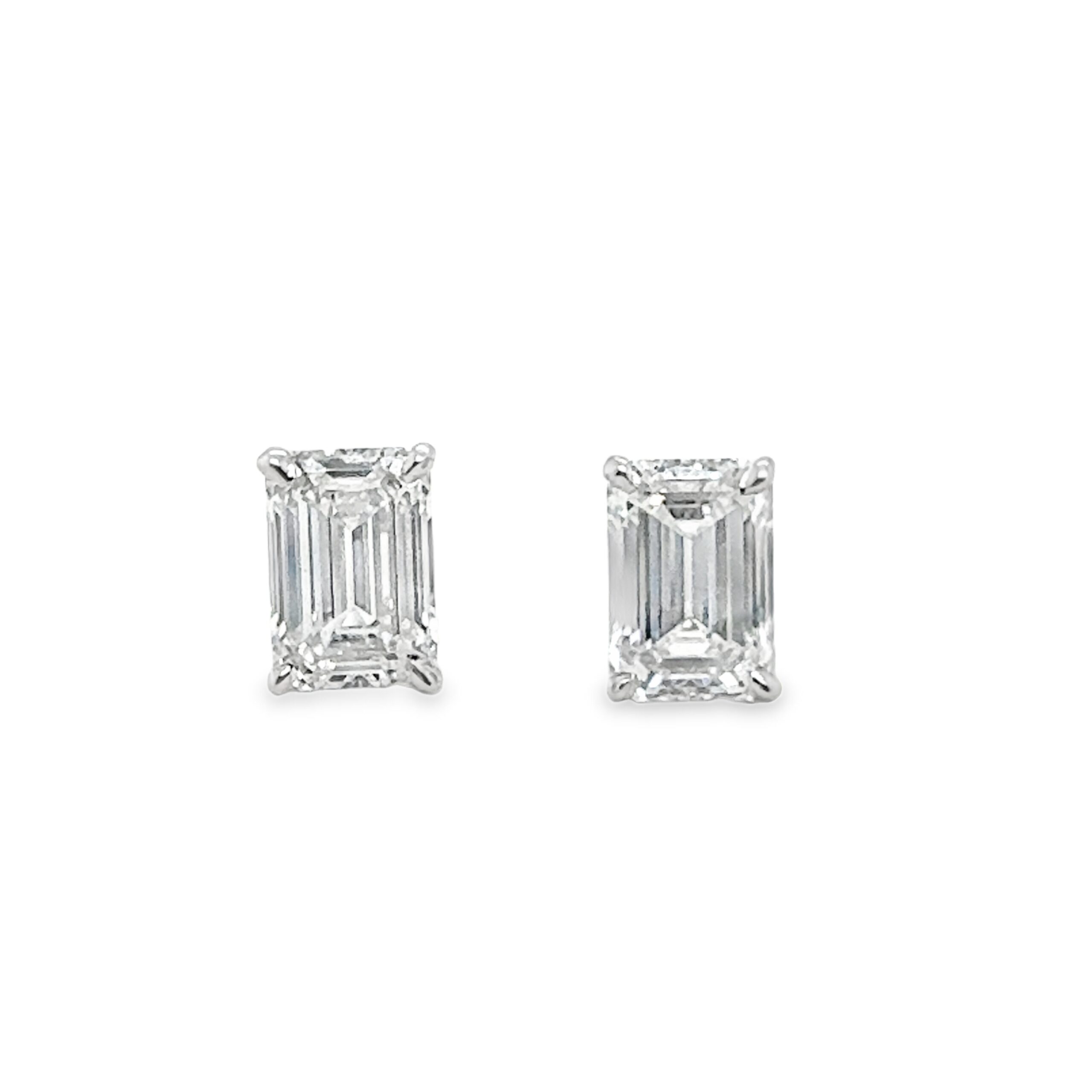 2.5ctw Emerald Cut Lab Grown Diamond Stud Earrings