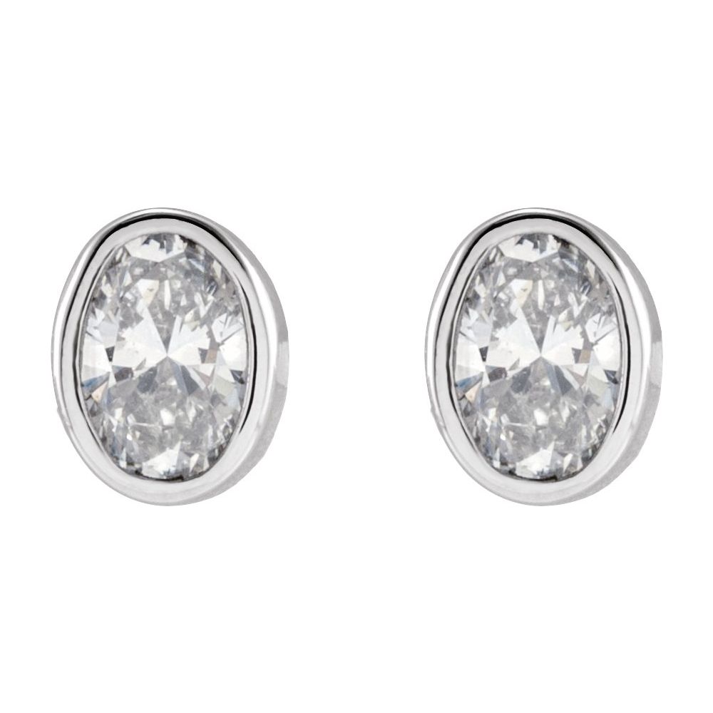 Oval Lab Grown Diamond Bezel Set Stud Earrings