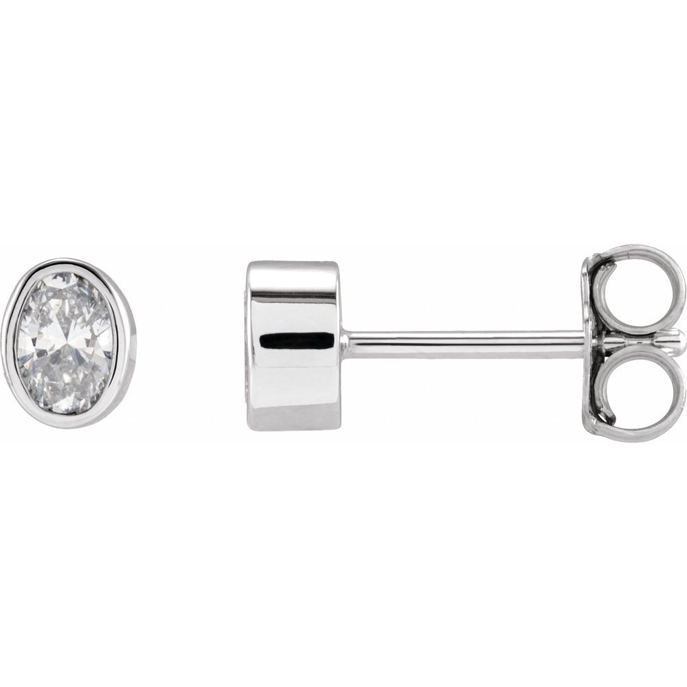 Oval Lab Grown Diamond Bezel Set Stud Earrings