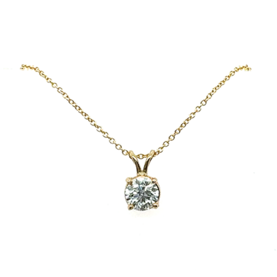 14k yellow gold pendant with lab grown round diamond