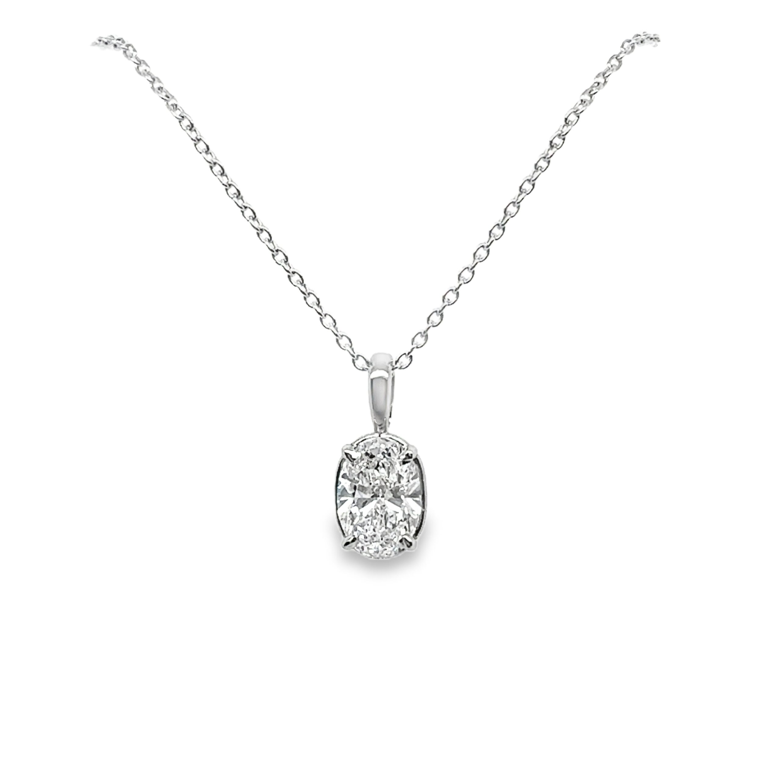 14K Oval Lab Grown Diamond Slide Pendant 1CT