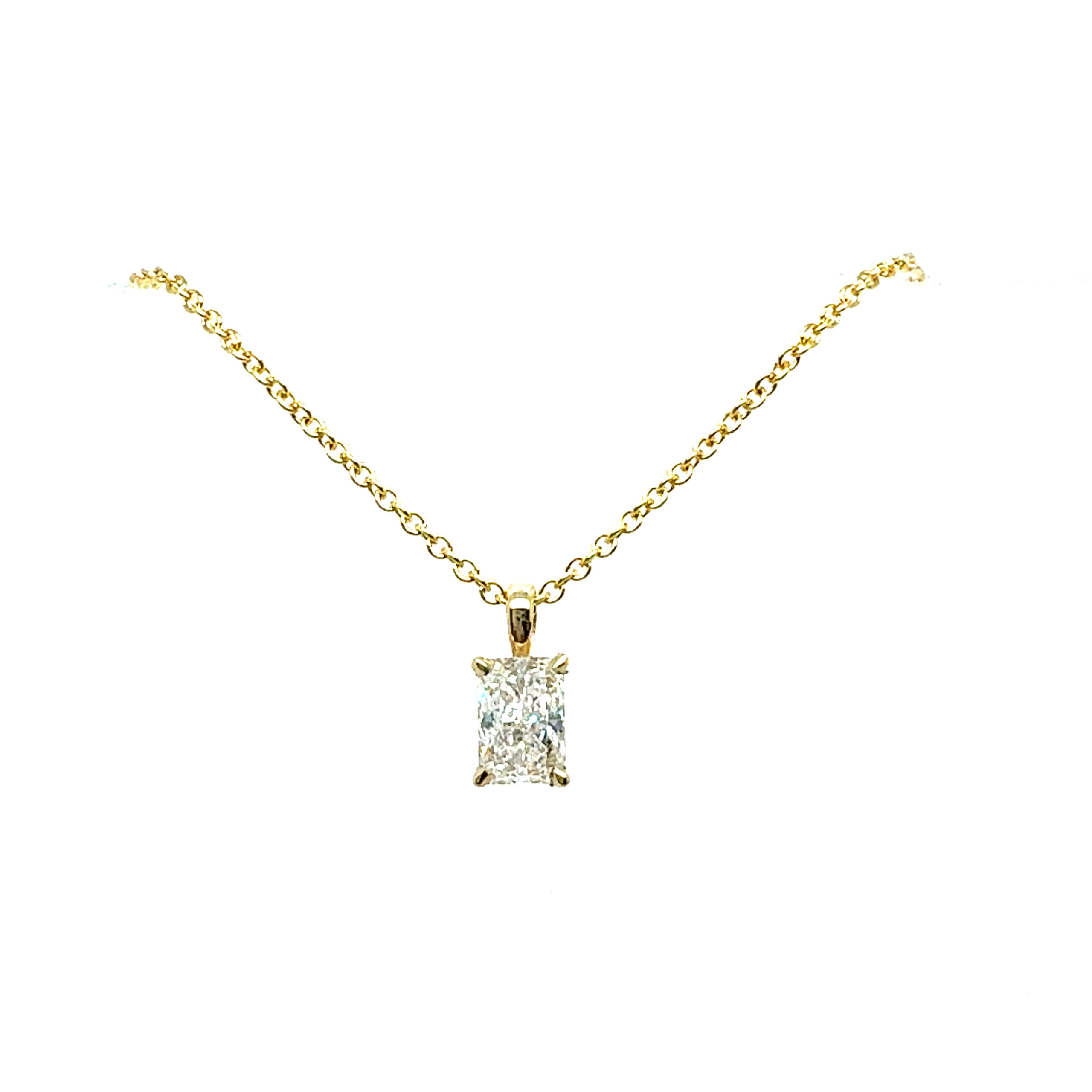 DJC Solitaire Pendant 14k Yellow Gold Radiant Cut Lab-Grown Diamond 1ctw
