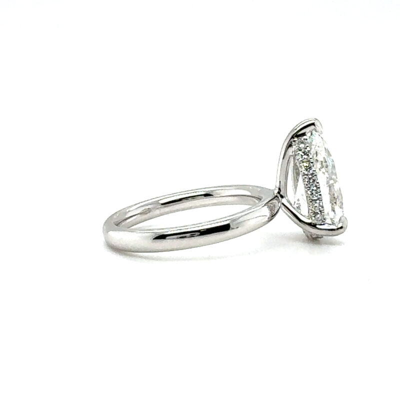 Pear Brilliant 3.70 CT Lab-Grown E color VVS2 Colorless Solitaire Engagement Ring