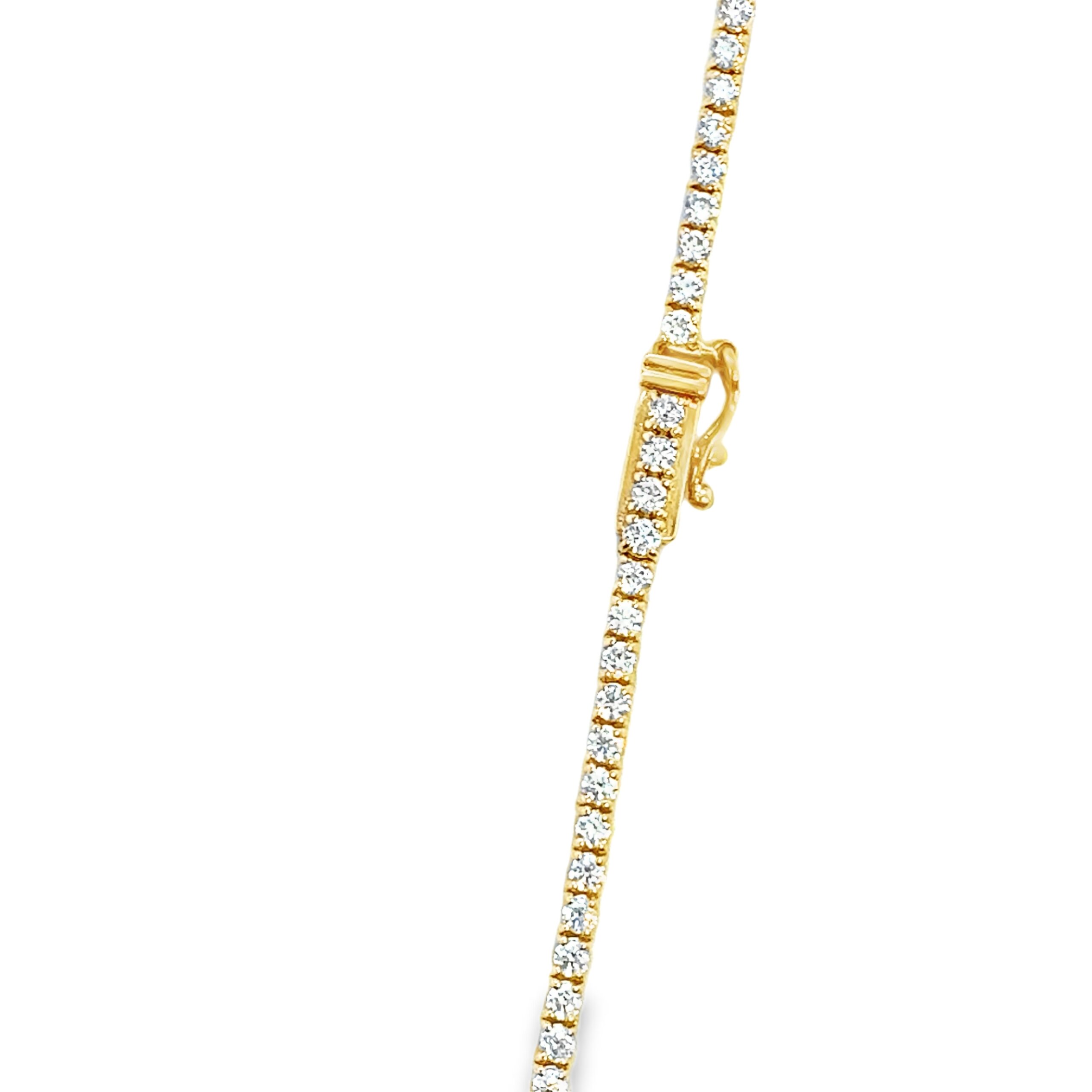 16" Straight Lab-Grown Diamond Tennis Necklace in 14k Yellow Gold