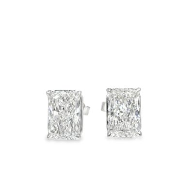 2 CTW Radiant Cut Lab Grown Diamond Stud Earrings in 14k White Gold