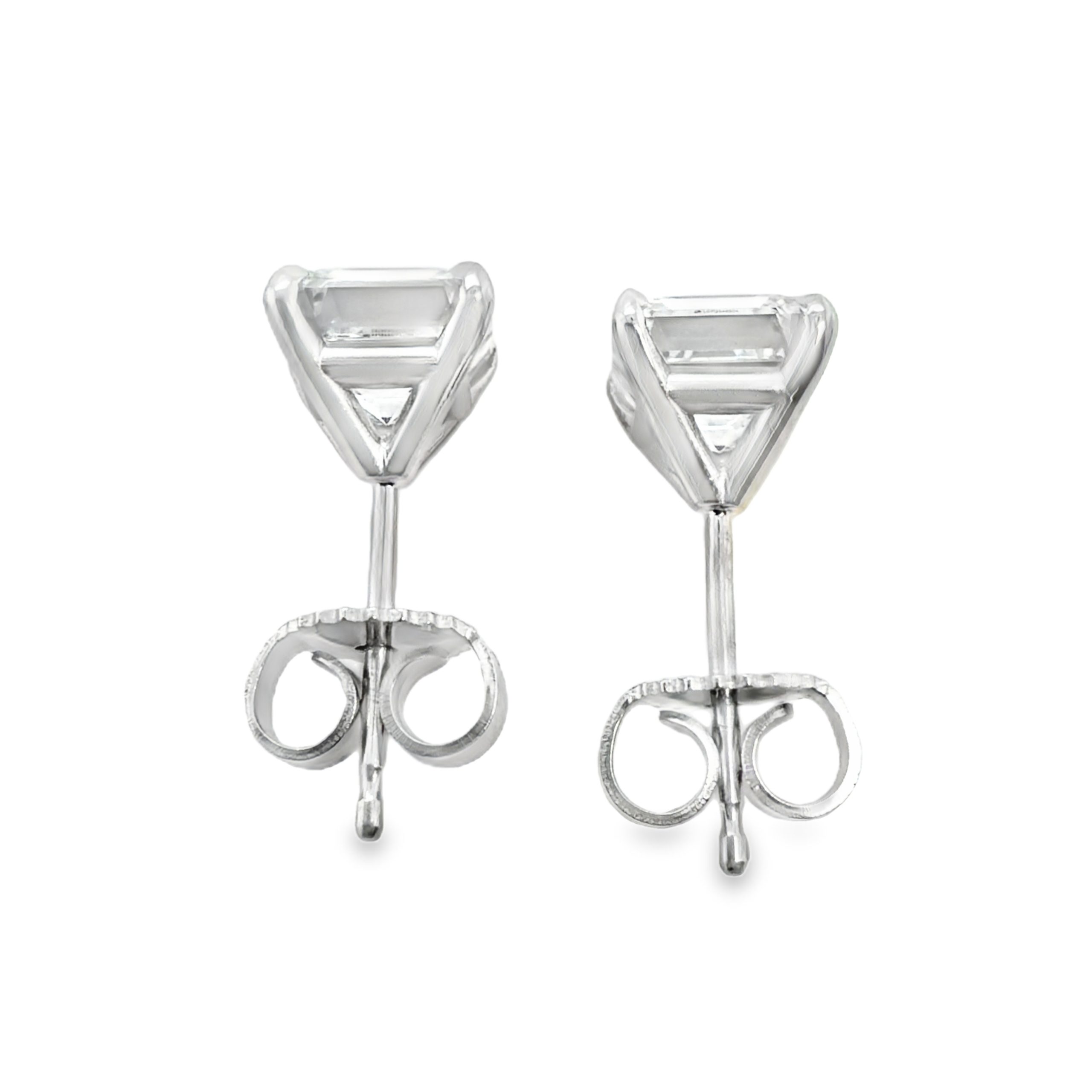 2 CTW Asscher Cut D VS1 IGI Certified Lab Grown Diamond Stud Earrings in 14k White Gold