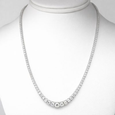 10 ctw Round Lab Grown Diamond Graduated Riviera Tennis Necklace