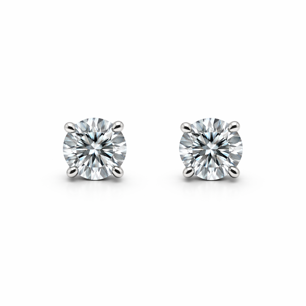 Round Brilliant Cut Lab-Grown Diamond Stud Earrings 1/2 CTW in 14k White Gold