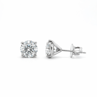 Round Brilliant Cut Lab-Grown Diamond Stud Earrings 1 CTW in 14k White Gold